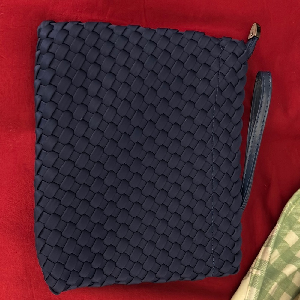 Navy Blue Woven Clutch